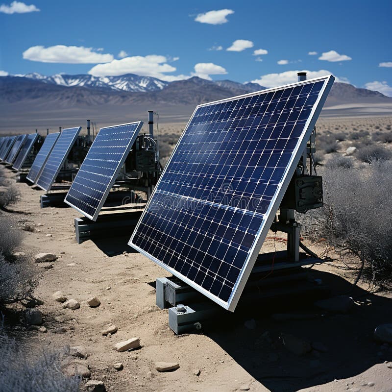 A solar panel farm in the desert royalty free illustration