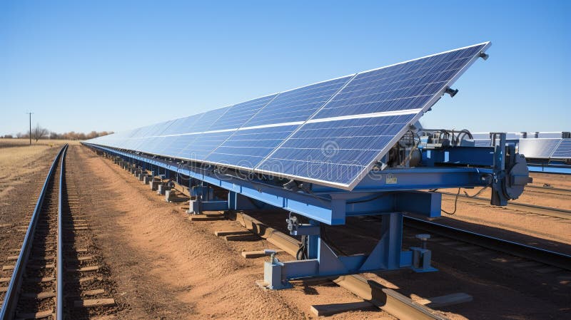 A solar panel farm in the desert stock photography