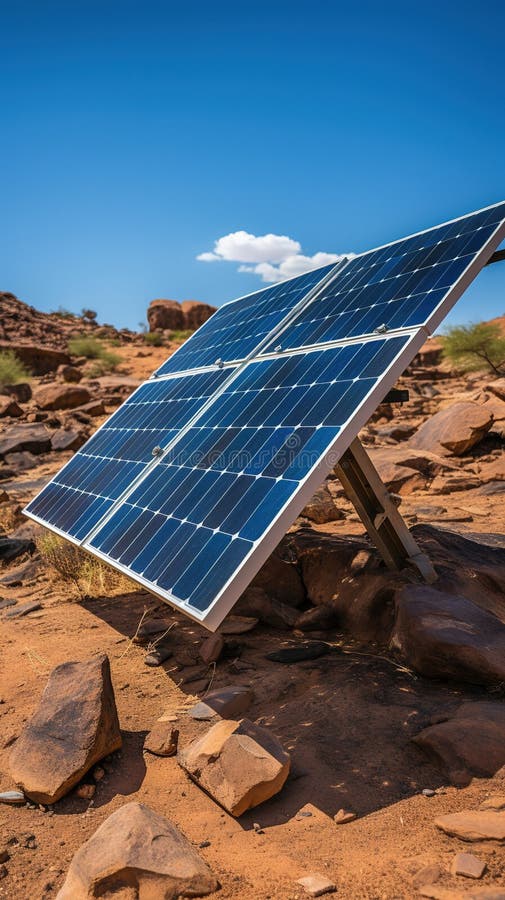 A solar panel farm in the desert vector illustration