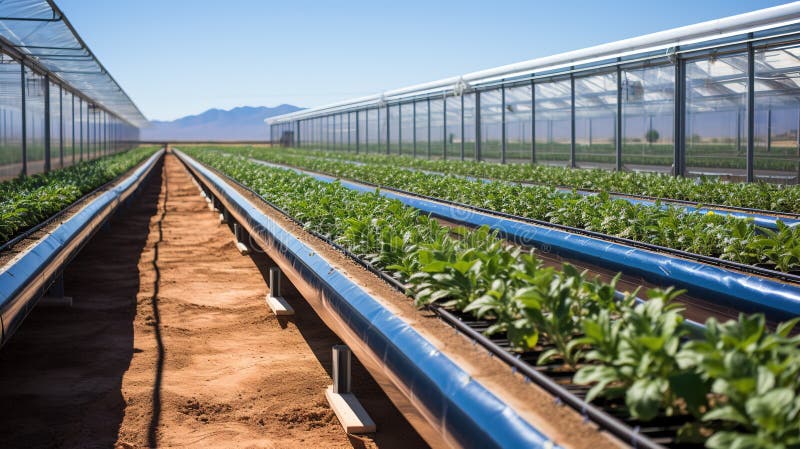 A solar panel farm in the desert royalty free illustration