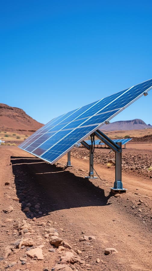 A solar panel farm in the desert royalty free illustration