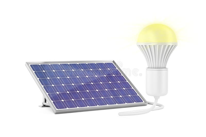 Solar Panel and Glowing Light Bulb Stock Illustration Illustration of