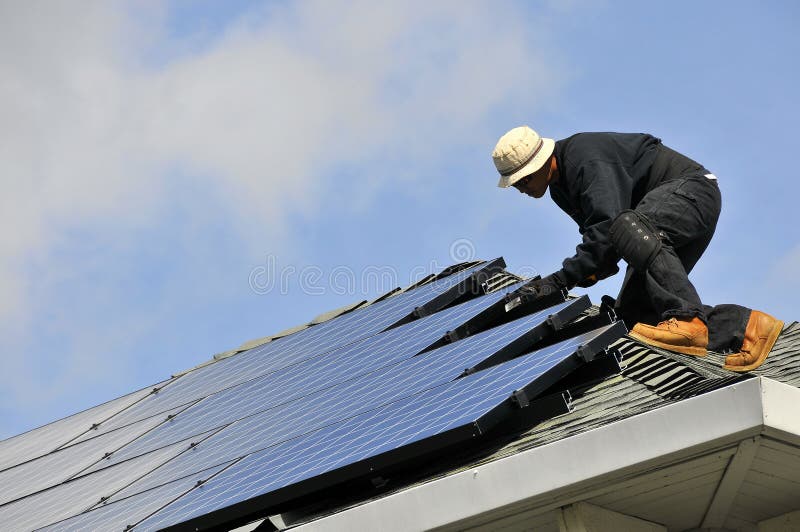 Solar Panel Installation royalty free stock image