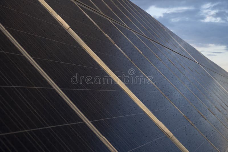 Solar Panel with Rain Drops on it. Solar Panel in Rain Stock Image