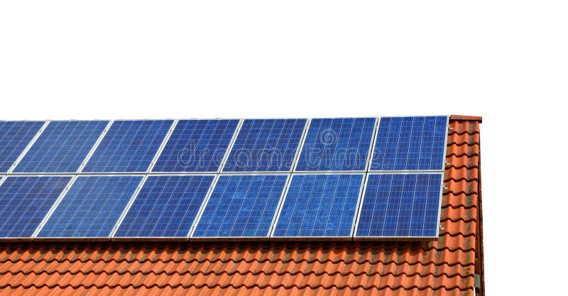 Solar panel on the roof of the house royalty free stock photos