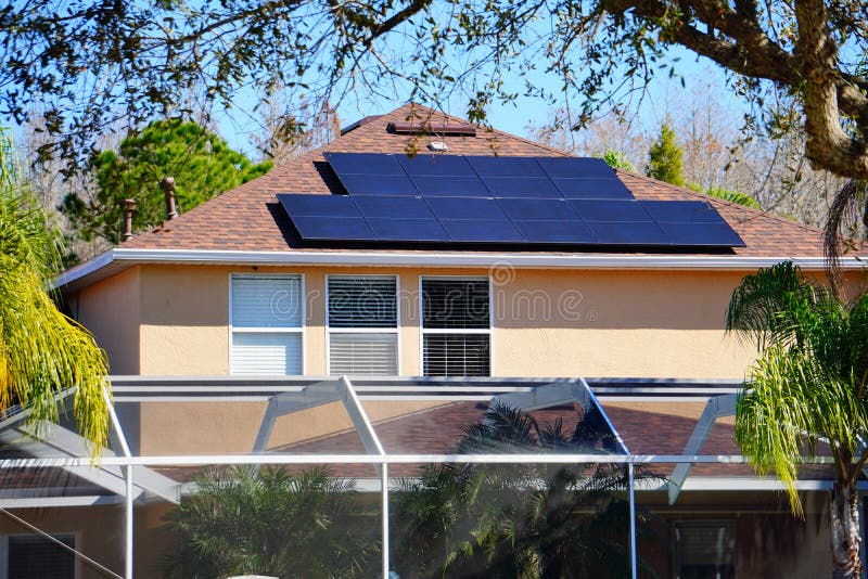Solar panel on the roof stock image. Image of florida 265701049