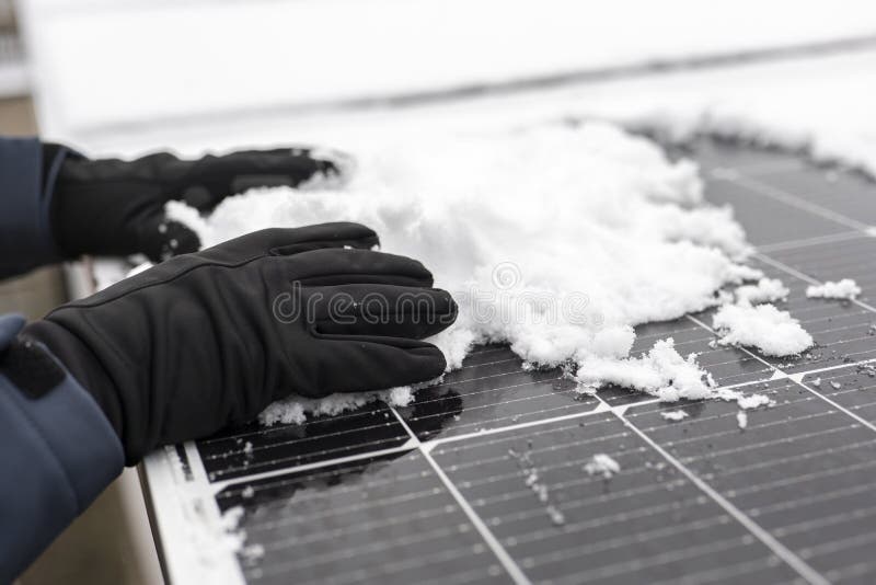 Solar Panel in Winter Time. Getting Electricity with Solar Panels in