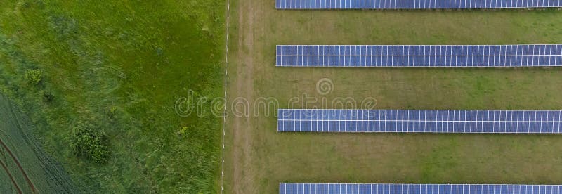Solar panels aerial view, alternative energy concept. royalty free stock photography