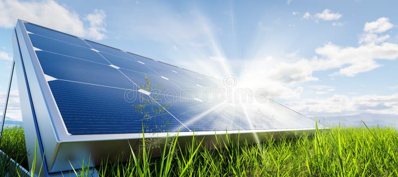 Solar panels array system. Photovoltaic, clean energy technology - power and electricity