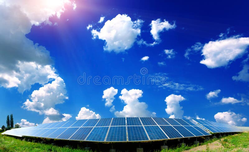 Solar panels on the field royalty free stock photography Solar panels on the field royalty free stock photography