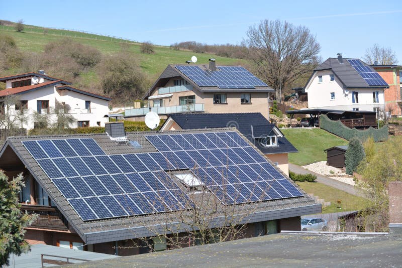 Solar Panels in German Town Stock Image - Image of equipment, panel