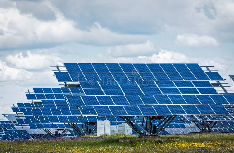 A field of solar panel voltaic cells supplying green, clean renewable energy. Extremadura, Spain. A field of solar panel voltaic cells supplying green, clean renewable energy. Extremadura, Spain.