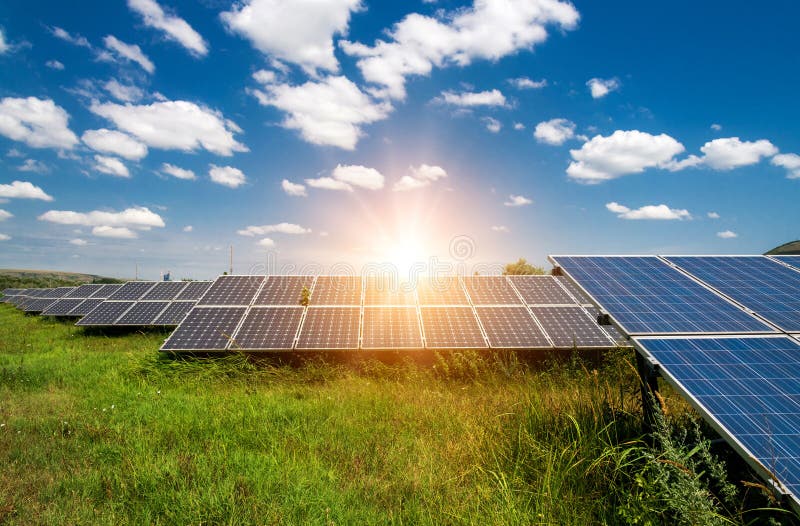 Solar panels, photovoltaic - alternative electricity source royalty free stock photos
