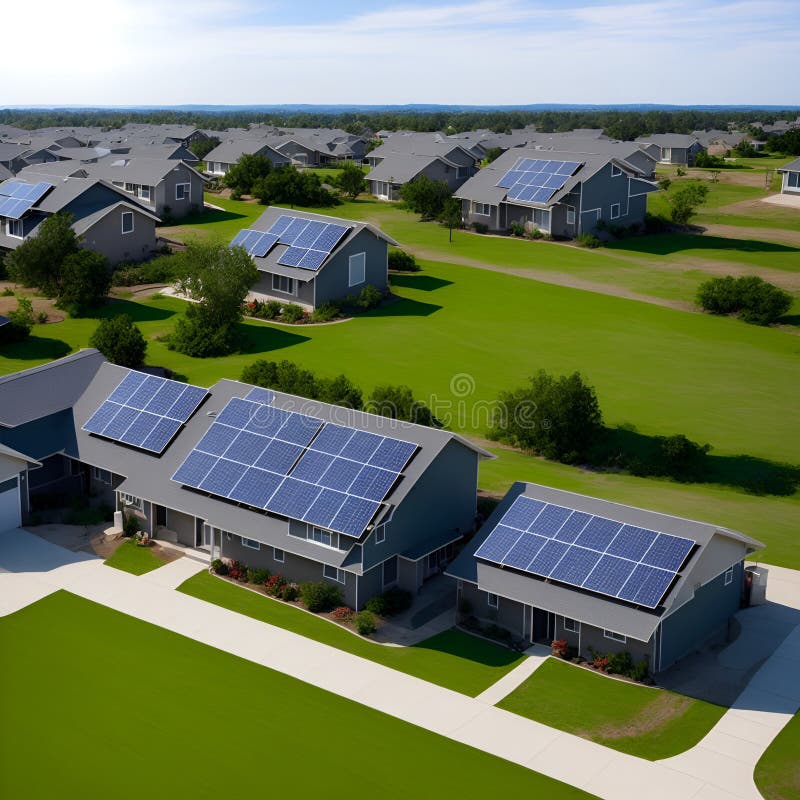 Solar Panels for renewable electrical energy production. Generative Artificial Intelligence royalty free stock images