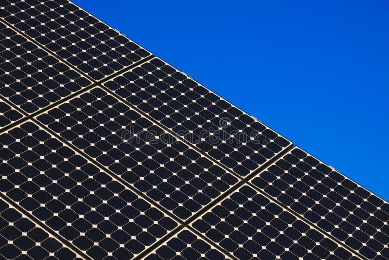 Solar Panels Samples on a Bright Blue Sky Background.Solar Panels