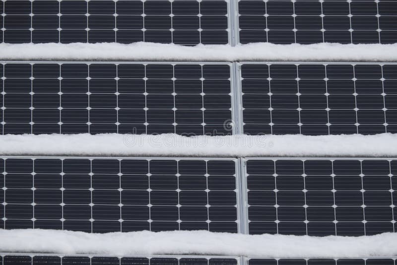 Solar panels with snow