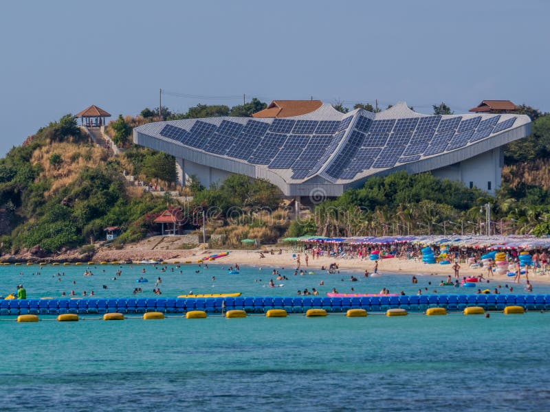 Solar panels on the beach stock photo. Image of rocky 44310436