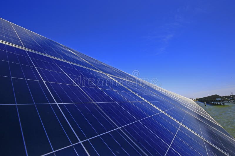Solar panels on the water stock photo. Image of electronic 275425150
