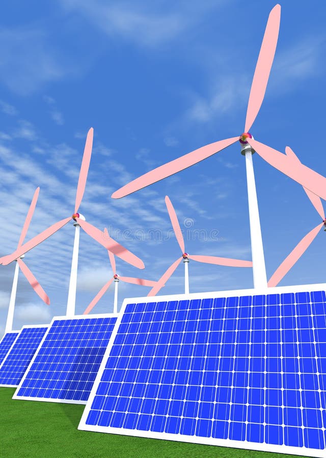 Solar Panels and Wind Generators. Stock Illustration Illustration of resources, group 60950704