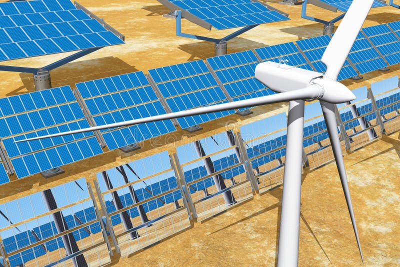 Solar Panels and Wind Turbines Stock Image Image of environmental