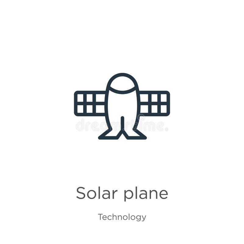 Solar plane icon. Thin linear solar plane outline icon isolated on white background from technology collection. Line vector sign, symbol for web and mobile