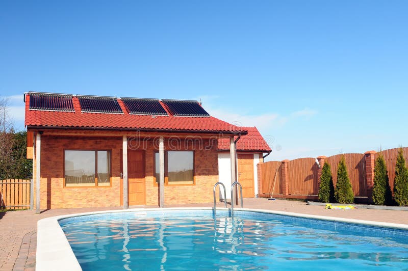 Solar pool heating panels. stock photo. Image of cheap 11645248