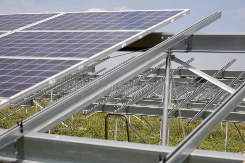Solar Power Plant Construction Stock Photo - Image of girder