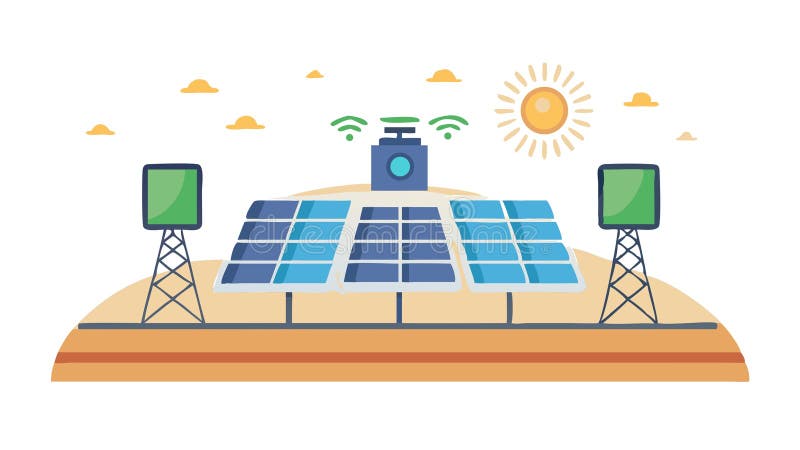 Solar Powered Cell Tower Icon, Renewable Energy Telecom, Green Network, vector design Generative AI stock illustration