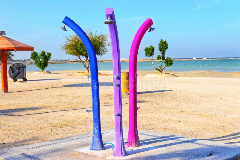 Solar Shower ,3 Pool Outdoor Shower,solar Shower Stock Photo Image of