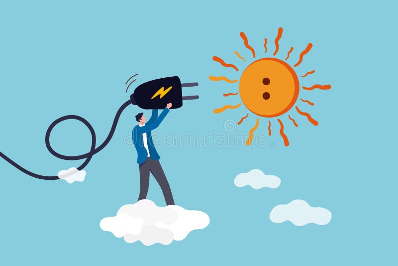 Solar sunlight energy, ecology natural power and energy to save the world concept, engineer solar technology worker holding royalty free illustration