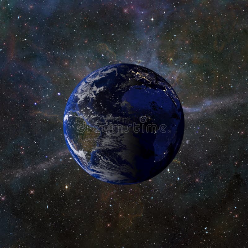 Solar system planet Earth on nebula background 3d rendering. Elements of this image furnished by NASA royalty free illustration Solar system planet Earth on nebula background 3d rendering. Elements of this image furnished by NASA royalty free illustration