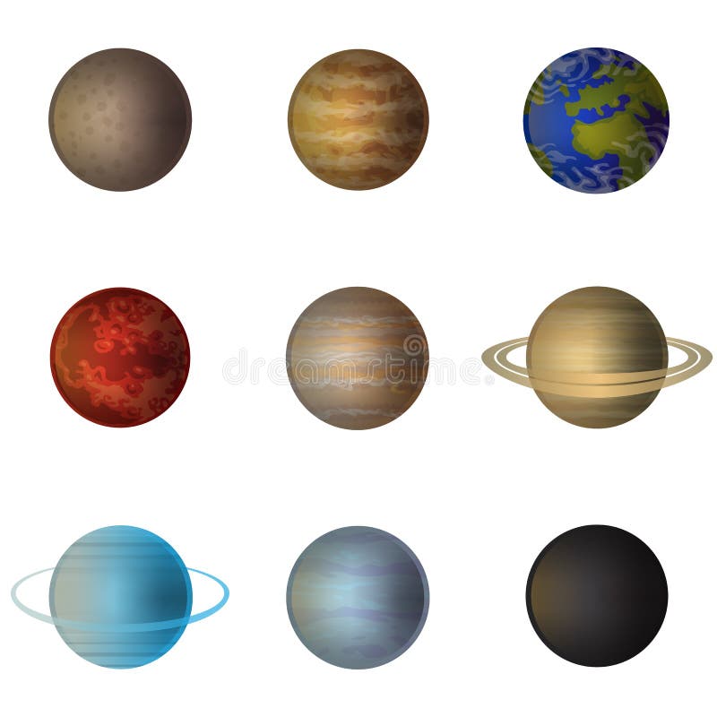 Different Planets in Solar System on Transparent Background Stock ...