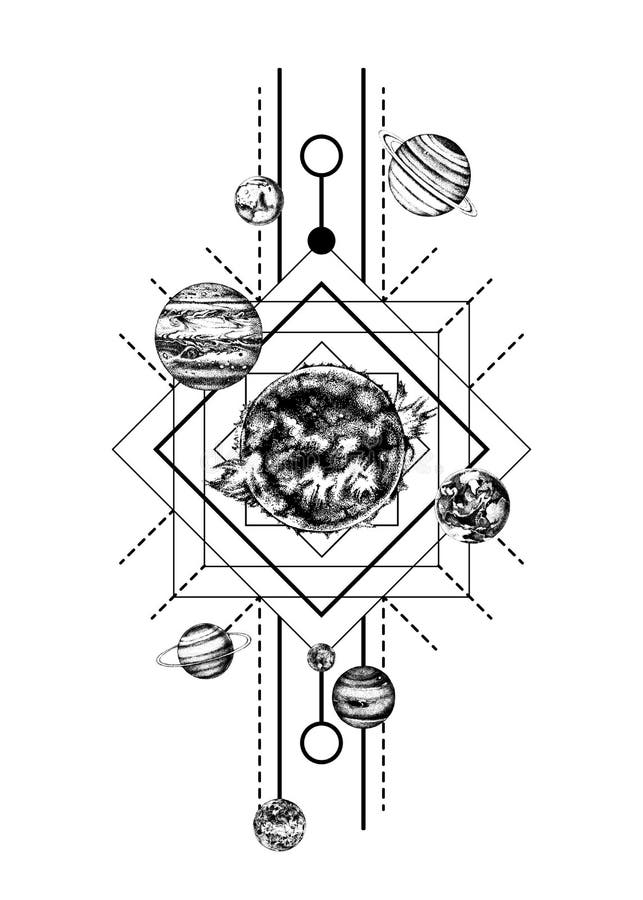 Solar System Sacred Geometry Stock Vector - Illustration of jupiter ...