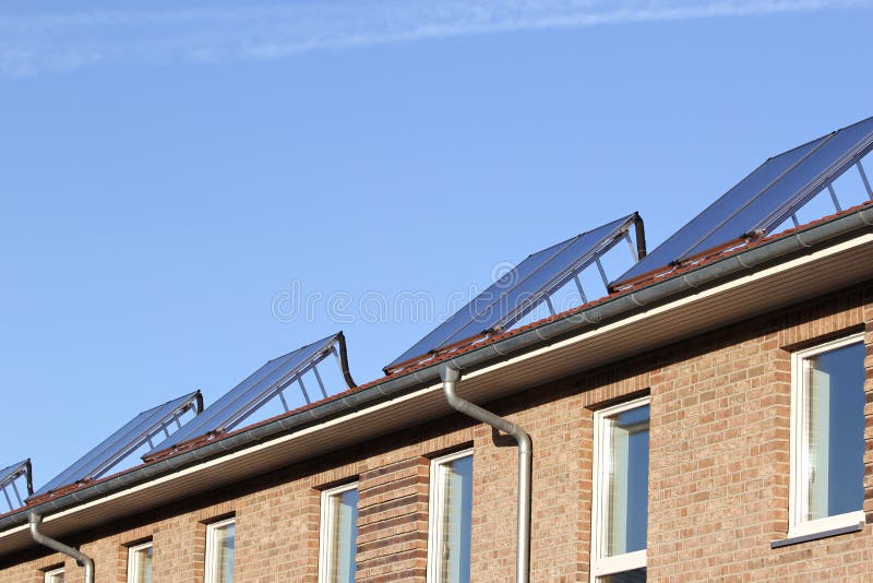 Solar thermal collectors stock image. Image of energy 65127153