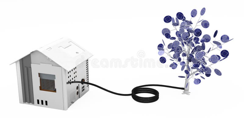 Solar Tree House Link vector illustration