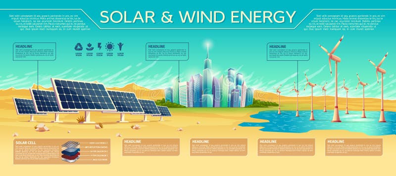 Solar- und Windenergieträger-Konzeptillustration lizenzfreie abbildung Solar- und Windenergieträger-Konzeptillustration lizenzfreie abbildung
