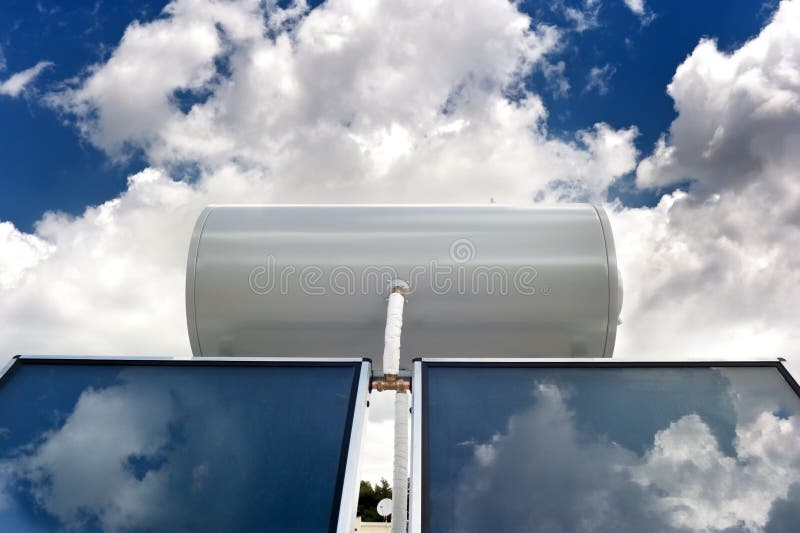Solar water heater stock photo