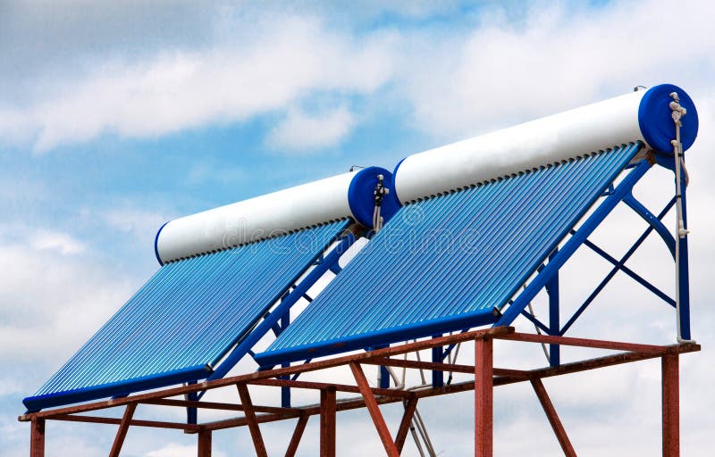 Solar Water Heaters on the Roof Close Up Stock Image Image of