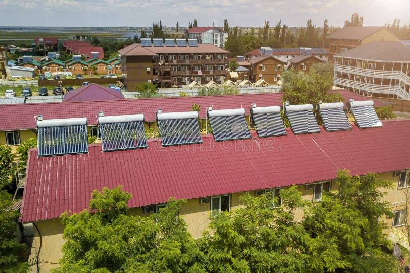 Solar Water Heaters on the Roof of the Hotel Stock Image Image of equipment, boiler 153262421
