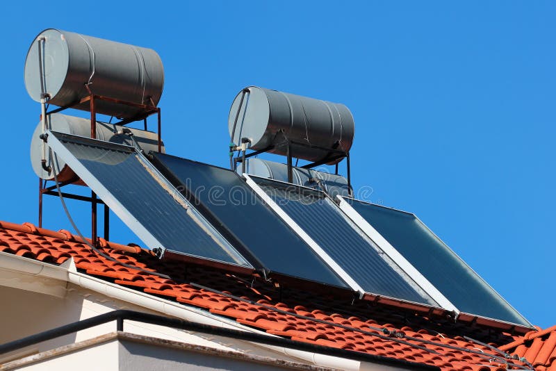 Solar Water Heating System on the Rooftops Stock Image Image of