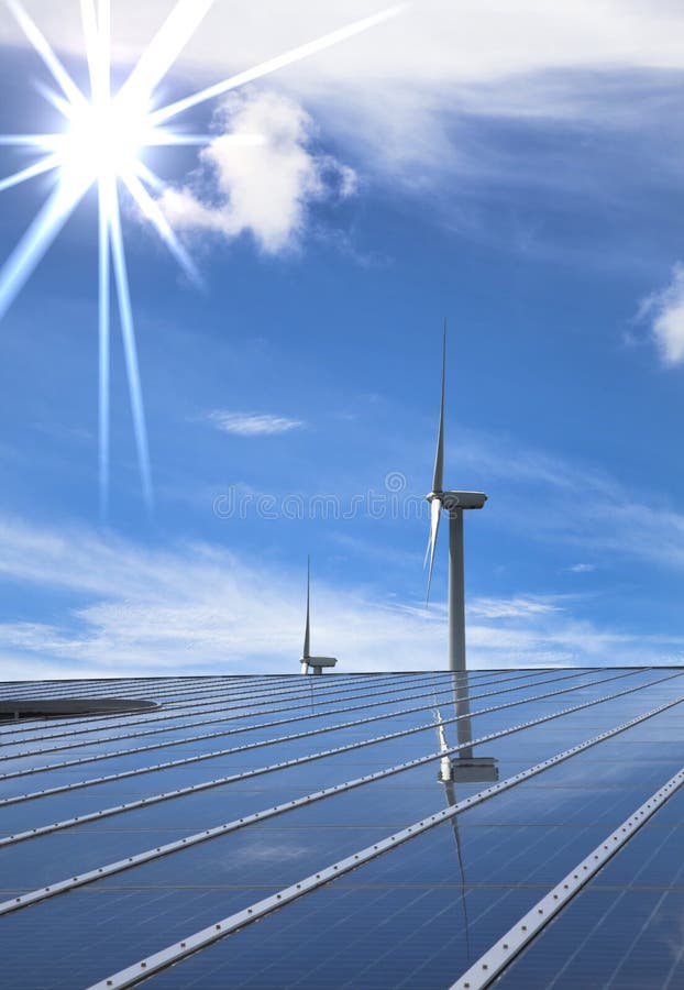 Solar and wind energy stock image. Image of background 14965299