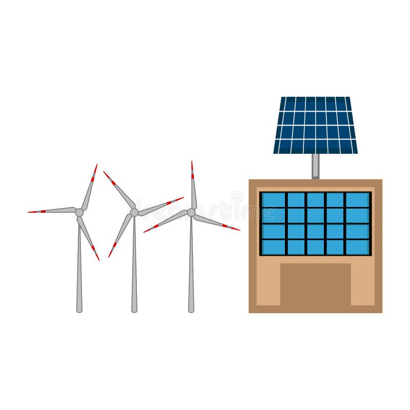 Solar and wind power plant stock vector. Illustration of cell 143970381