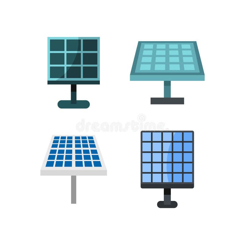 Solarbatterie-Ikonensatz, flache Art stock abbildung Solarbatterie-Ikonensatz, flache Art stock abbildung