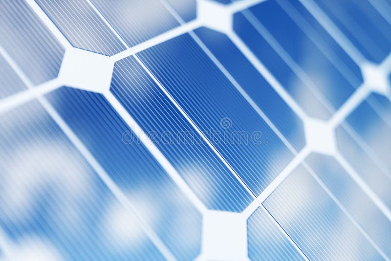Solarenergie-Generationstechnologie der Wiedergabe 3D Alternative Energie Solarbatteriefeldmodule mit blauem Himmel lizenzfreie abbildung Solarenergie-Generationstechnologie der Wiedergabe 3D Alternative Energie Solarbatteriefeldmodule mit blauem Himmel lizenzfreie abbildung
