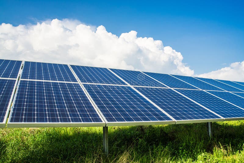 Solarpanels on field stock photography
