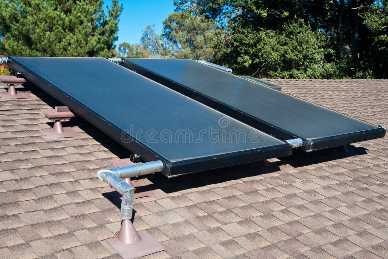 Rooftop solar hot water heating system. Rooftop solar hot water heating system.