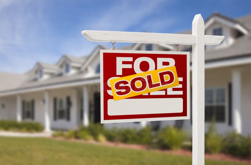 Sold Real Estate Sign and House Stock Image Image of agent, property