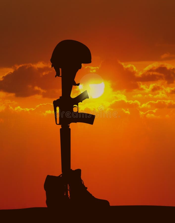 Image of a military gear of fallen soldier. Image of a military gear of fallen soldier