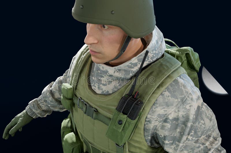 Avatar masculino de profissão de soldado de renderização em 3d