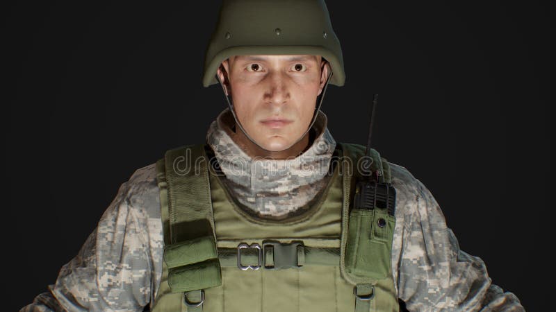 Avatar masculino de profissão de soldado de renderização em 3d